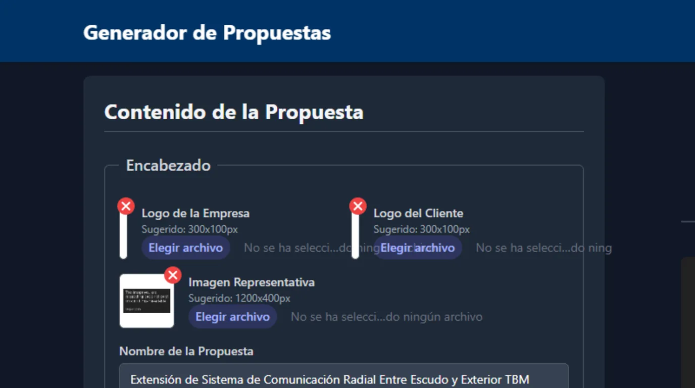 Generador de propuestas desarrollado por UBICOM