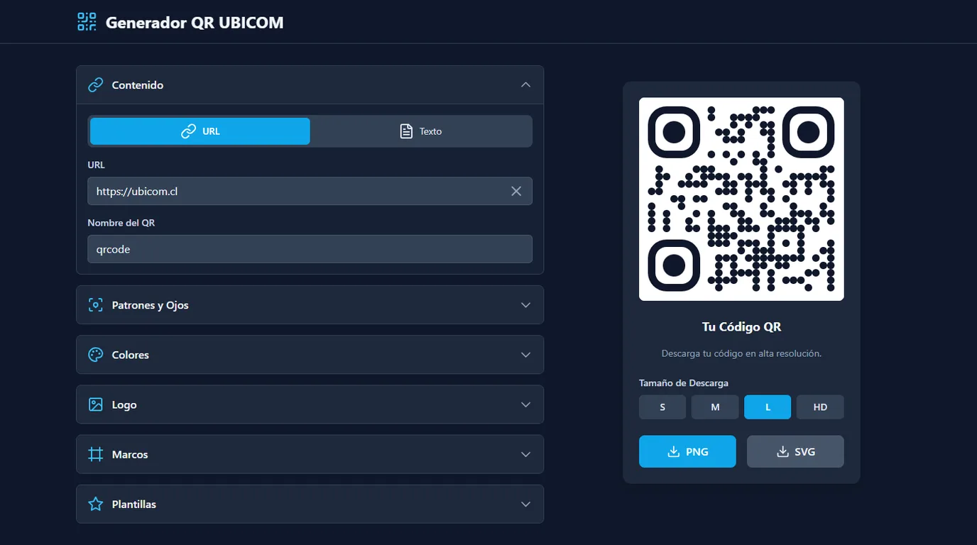 Generador de códigos QR desarrollado por UBICOM