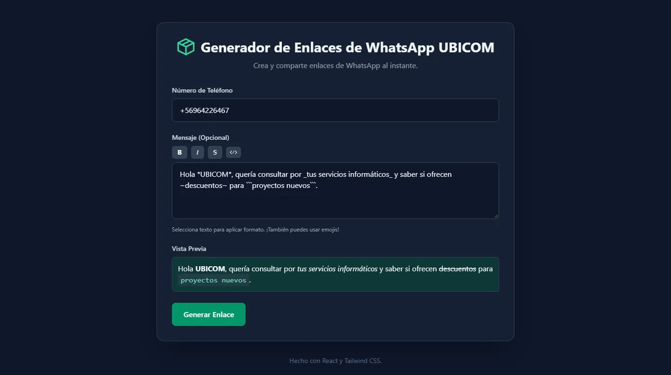 Generador de enlaces de WhatsApp WSLG